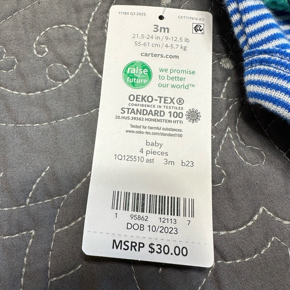 Carters Baby Long Sleeve Walrus/Penguin 4 Onesie Set NWT Size 3M - Picture 6 of 6